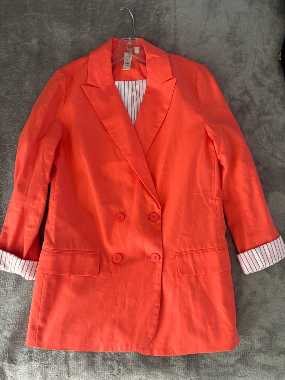 ANTHROPOLOGIE DOLAN LINEN BOYFRIEND DOUBLE BREASTED BLAZER  COAT CORAL Sz M NWOT - Picture 11 of 15